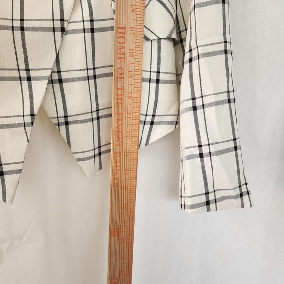 Choosy Blazer Jacket NWT 0 Ivory Cream Plaid Bossgirl Preppy Career Mobwives - Picture 5 of 13